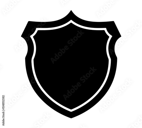 A black shield icon with white outline and rivets, symbolizing protection, security, and reliability. Iideal for cybersecurity, branding, gaming, or trust badges, conveying strength and safeguarding.