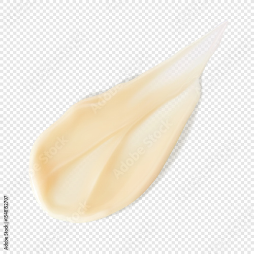 Vitamin C brightening cream smear isolated realistic vector illustration. Skincare beauty product texture, facial moisturizer sample
