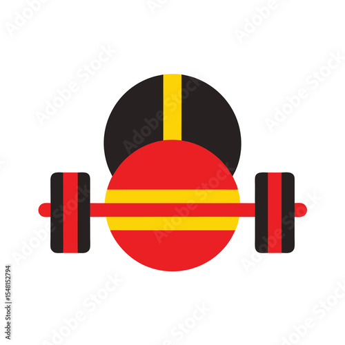 Abstract Weightlifting Icon Red Yellow Black