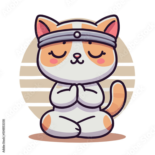 Cartoon of Orange Cat in Meditation Pose