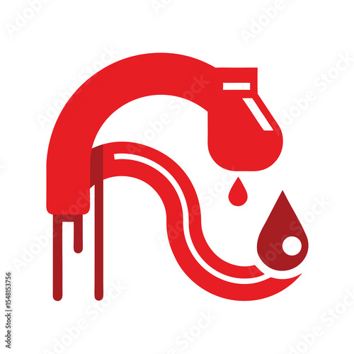 Abstract Red Blood Donation Faucet Icon
