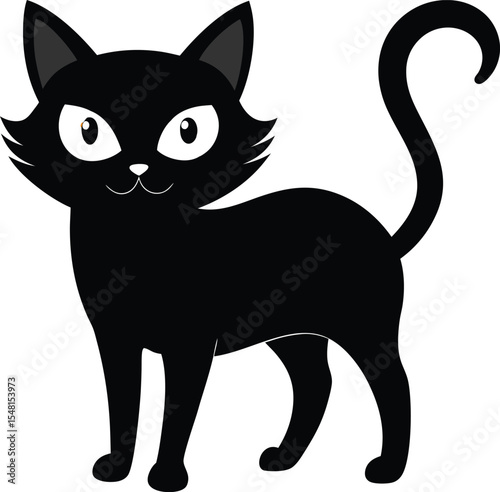 black and white cat or cute black cat vector illustration graphic design 