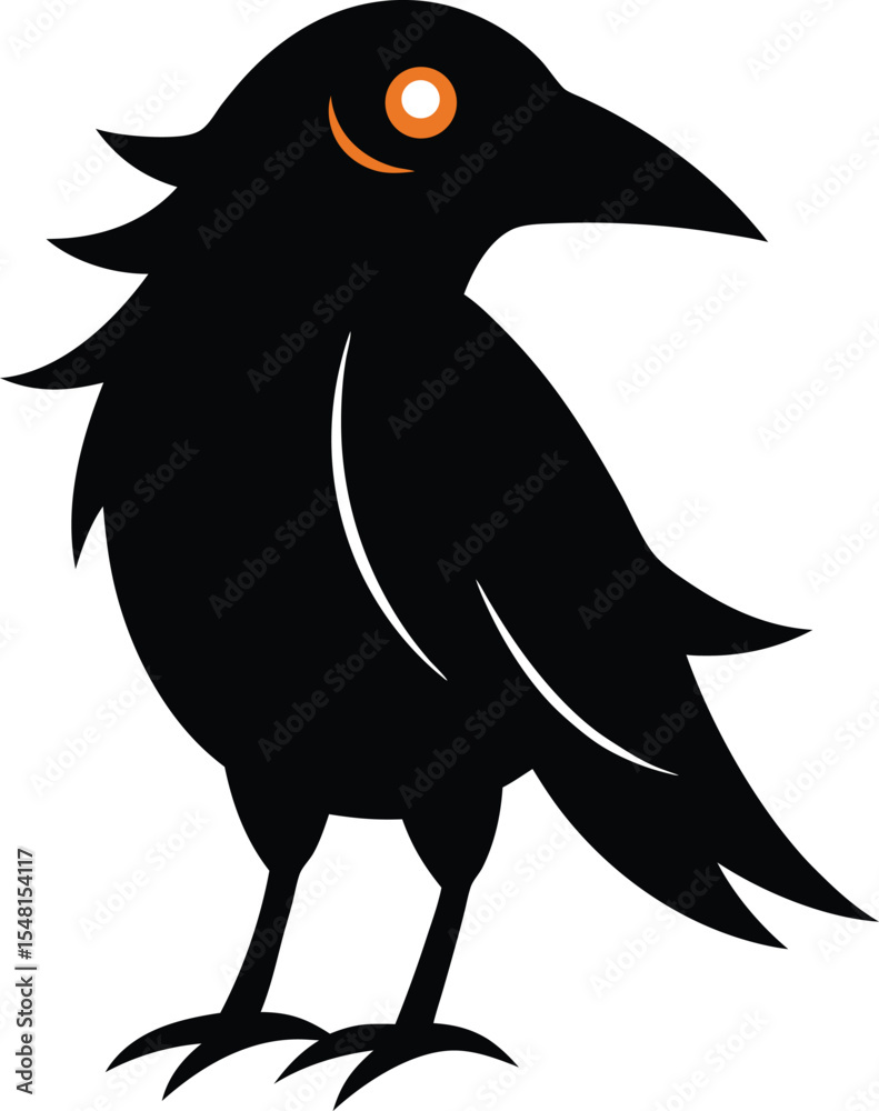 Fototapeta premium Halloween Raven or Crow Silhouette Vector with Spooky Vibe