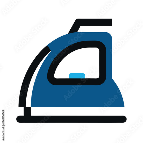 Simple Blue Iron Icon for Laundry and Cleaning