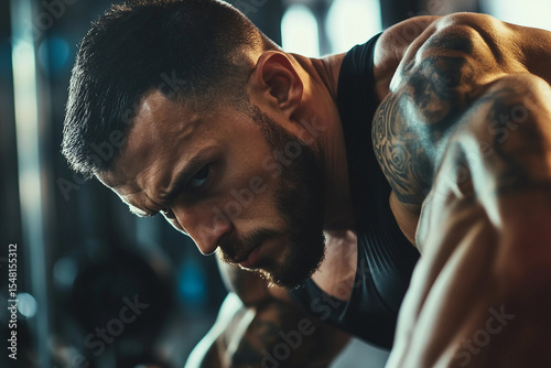 Intense workout session in a modern gym setting, generative AI