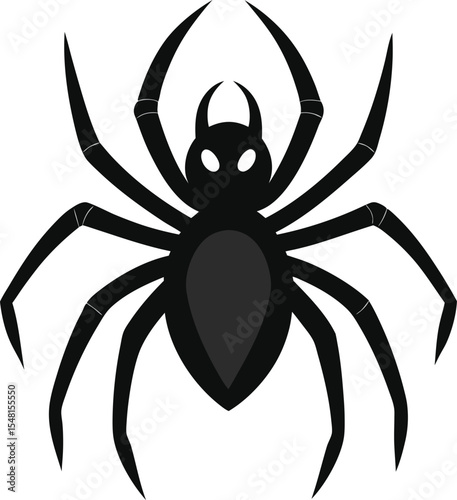 spider silhouette or black spider Icon Isolated on a transparent background