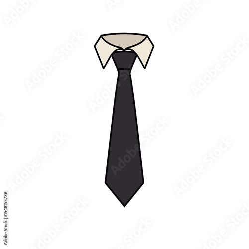 Isolated Vector Illustration of a Black Tie and White Shirt Collar on a White Background for Business or Formal Occasions