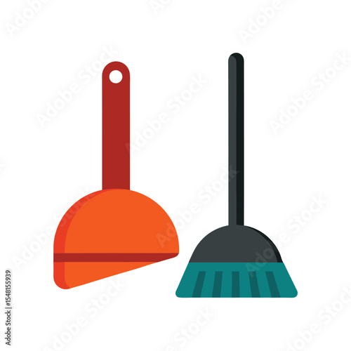 Dustpan and Broom Icon Set