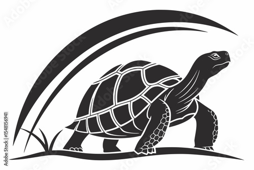 gal pagos tortoise silhoette black vector