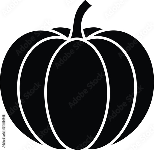 Pumpkin - squash for Halloween or Thanksgiving or halloween pumpkin, flat silhouette vector icon for apps and websites