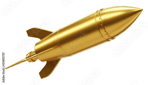 Golden Missile Illustration with Transparent Background – High-Quality Vector