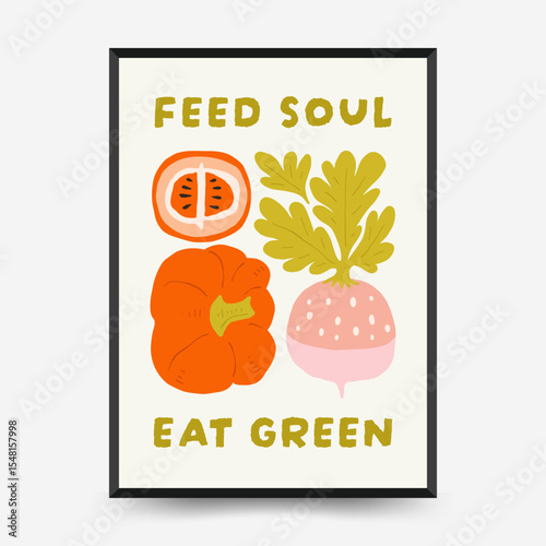 Abstract fruits and vegetables posters template. Modern trendy minimalist. Healthy Food. Hand drawn design for wallpaper, wall decor, print, postcard, cover, template, banner.