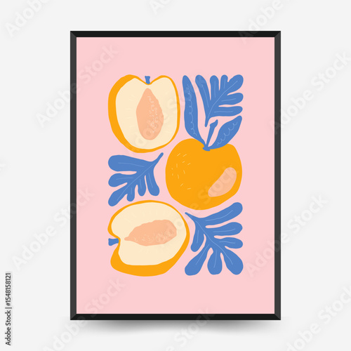 Abstract fruits and vegetables posters template. Modern trendy minimalist. Healthy Food. Hand drawn design for wallpaper, wall decor, print, postcard, cover, template, banner.