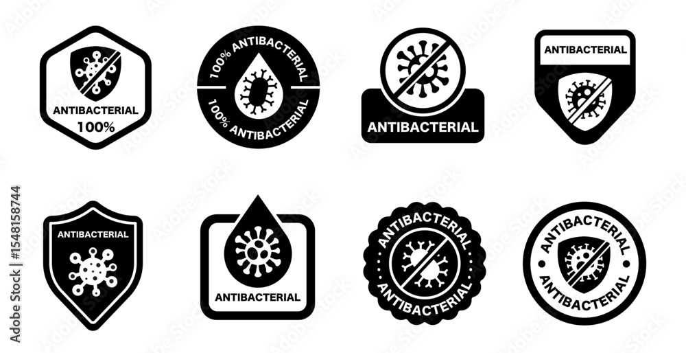 Naklejka premium Antibacterial signs vector icon set