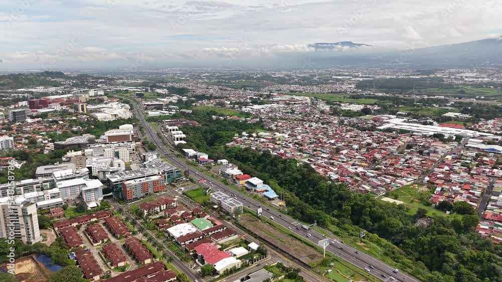 Aerial video of San Jose Capital city of Costa Rica during day light Aerial video of San Jose Capital city of Costa Rica during day light