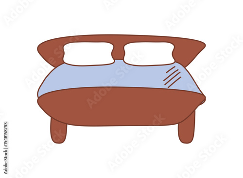 Brown and Blue Bed Hand-Drawn Doodle Isolated Icon