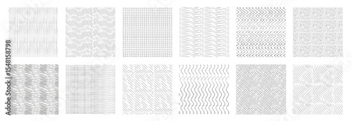 Crosshatch pattern swatches wavy and zig-zag vector set
