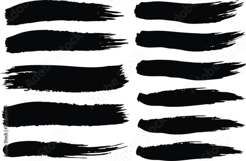 Brush strokes. Texture brushes and modern grunge brush lines. An element of the artistic design of the brush for the design of the frame. Blobs or stripes.