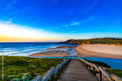 Wallpaper Mural View of picturesque Amoreira beach on Algarve coast in Portugal on sunrise Torontodigital.ca