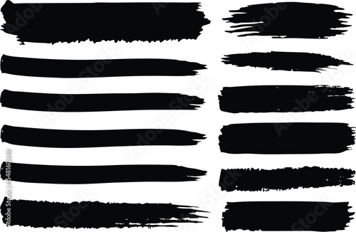 Brush strokes. Texture brushes and modern grunge brush lines. An element of the artistic design of the brush for the design of the frame. Blobs or stripes.