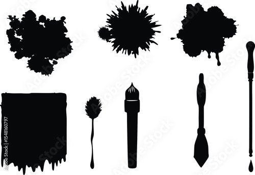 Brush strokes. Texture brushes and modern grunge brush lines. An element of the artistic design of the brush for the design of the frame. Blobs or stripes.