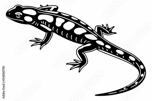 fire salamander sihouette black vector 
