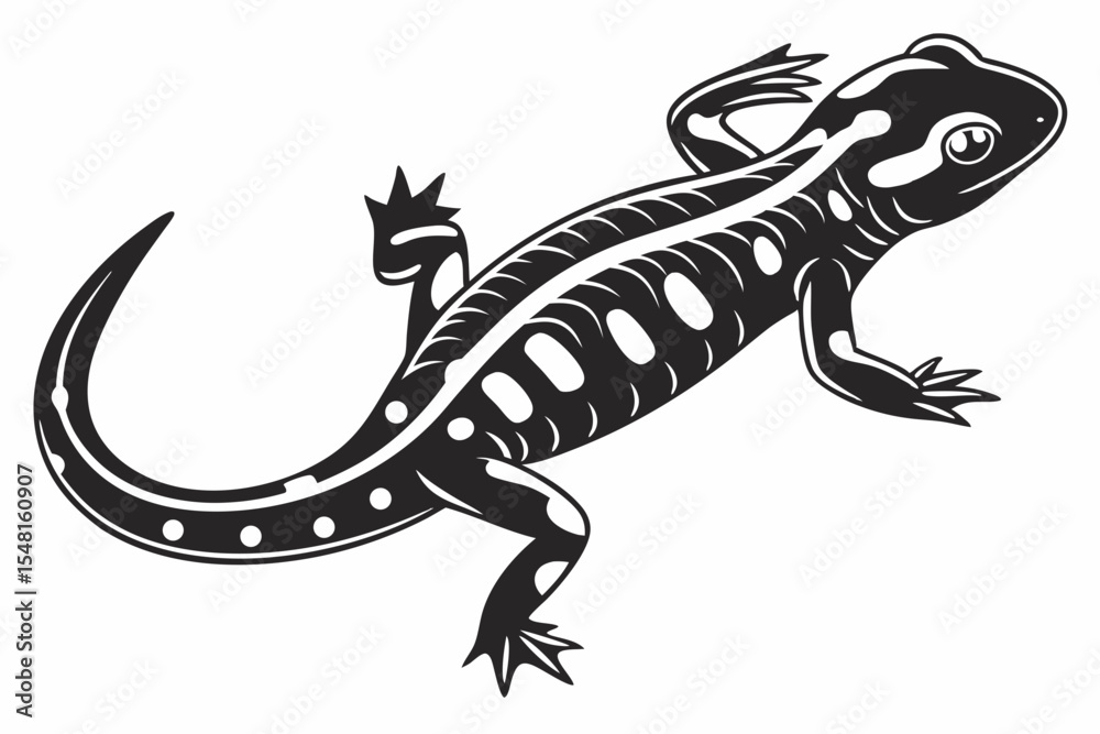 Fototapeta premium fire salamander sihouette black vector 