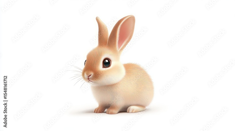 Naklejka premium Rabbit 3D sticker Emoji icon illustration, funny little animals, rabbit on a white background. Rabbit 3D sticker Emoji icon illustration, rabbit on a white background, funny little animals
