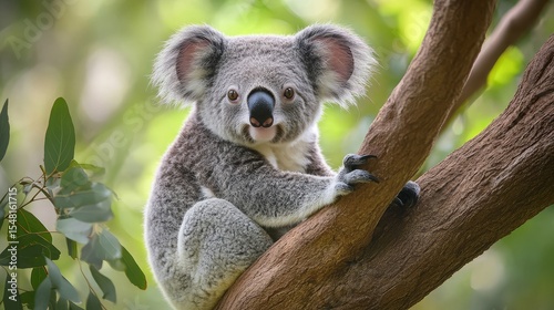 Queensland koala (Phascolarctos cinereus adustus). Wild life animal.