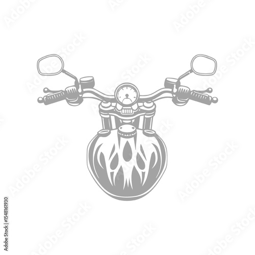 Chopper motorcycle Front silhouette Illustration 