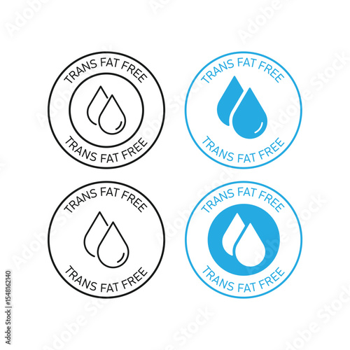 Trans Fat Free Badge Icon Set Vector Design.