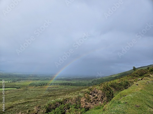 A magnificent view from the mountain over the valleys of Ireland