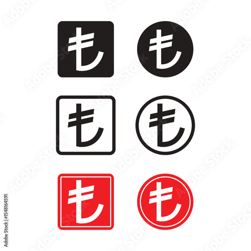 Turkish Lira Icon Set Vector Design.