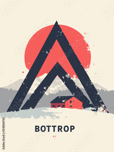 Bottrop, Germany - Tetrahedron, Alpincenter, Quadrat Museum in steel black, snow white, modern red, and neon gray