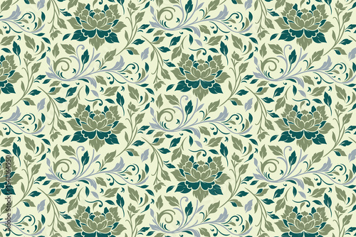 stylish floral print with seamless repeat of abstract petals and fine botanical line art perfect for home textile and women wear

