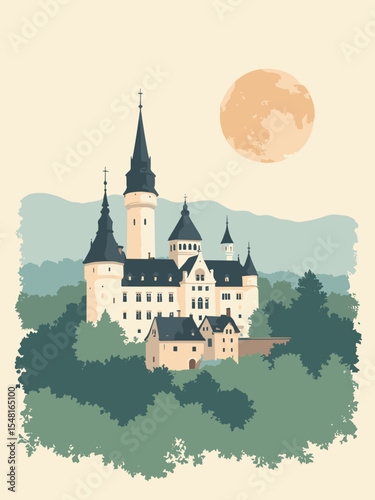Bergisch Gladbach, Germany - Schloss Bensberg, Papiermuseum, Altenberger Dom in palace cream, paper white, gothic gray, and garden green