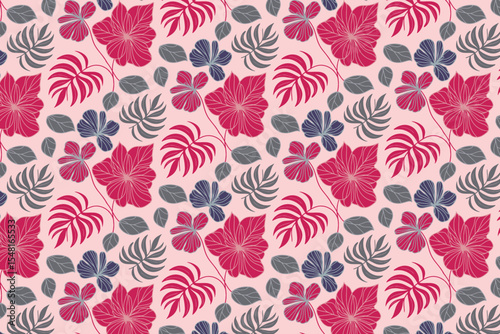 abstract nature inspired floral print with flowing leaf patterns and seamless repeat suitable for wrapping and home textile

