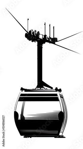 Black and white gondola ride cable car ski lift travel tourism transportation mountain aerial view resort