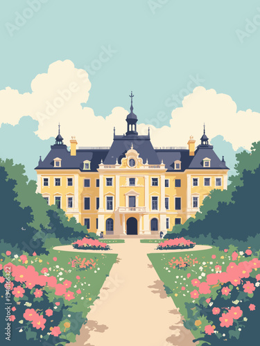 Ludwigsburg, Germany - Ludwigsburg Palace, Blooming Baroque Garden, Favorite Palace in yellow palace, floral pink, and baroque cream