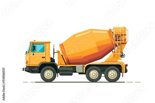 Yellow concrete mixer truck construction vehicle cement transport industrial machinery equipment delivery truck