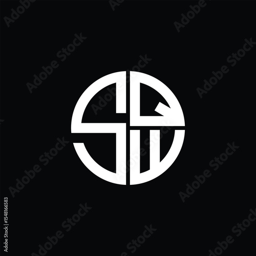SQW logo SQW icon SQW monogram SQW letter minimalist Circle flat Unique modern abstract logo design.