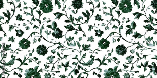 Floral pattern flowers leaves botanical garden nature design textile art wallpaper background seamless surface repeat