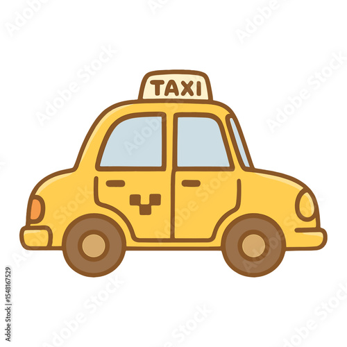 Cute cartoon yellow taxi vector