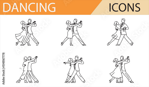 Elegant Dance Pose Icons for Performance, Art, and Entertainment Projects

