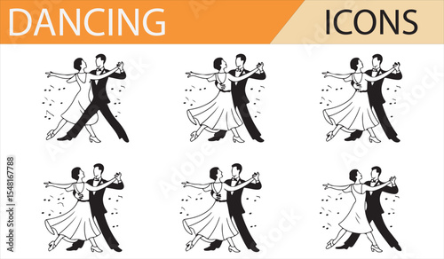 Dancing Icon Set for Performance, Dance Studio, and Event Design Themes
