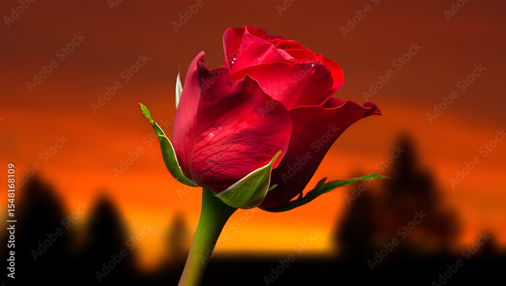 Fototapeta premium love, nature, rose, beauty, flower, red, blossom, green, leaves, white, isolated, floral, romance, petals, valentine, garden, bloom, plant, anniversary, single, macro, fresh, elegant, beautiful, brigh