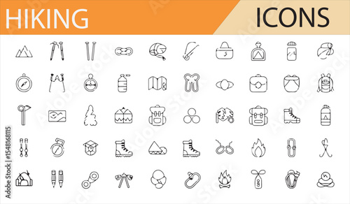 Hiking and Outdoor Adventure Icon Pack for Travel and Exploration Themes