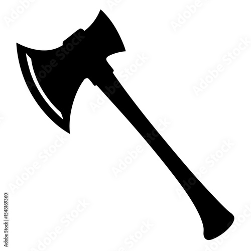 Silhouette of an axe isolated on white background