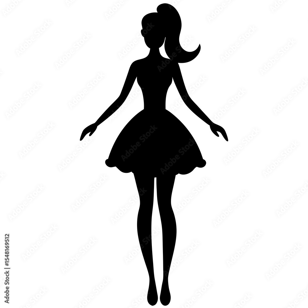 Silhouette of a woman in a dress isolated on white background Silhouette of a woman in a dress isolated on white background