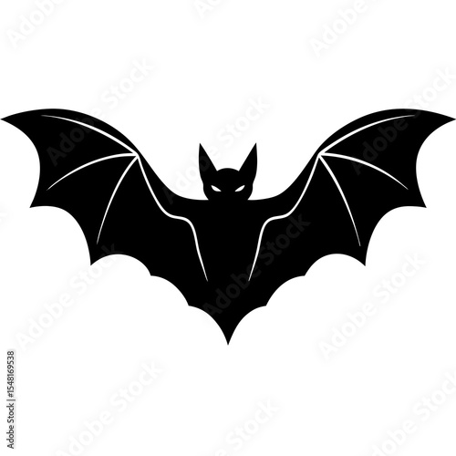 Silhouette of a bat isolated on white background